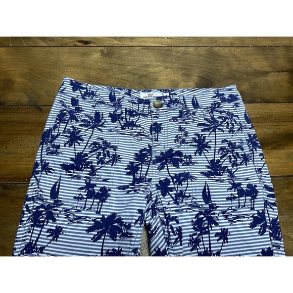 VINEYARD VINES Pants Women 4 Blue Tropical Island Striped Skinny Chino Palm Tree - Picture 3 of 10